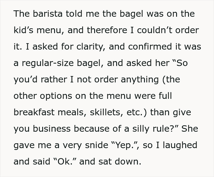 Coffee Shop Refuses to Sell Bagel to Adult from Kids' Menu