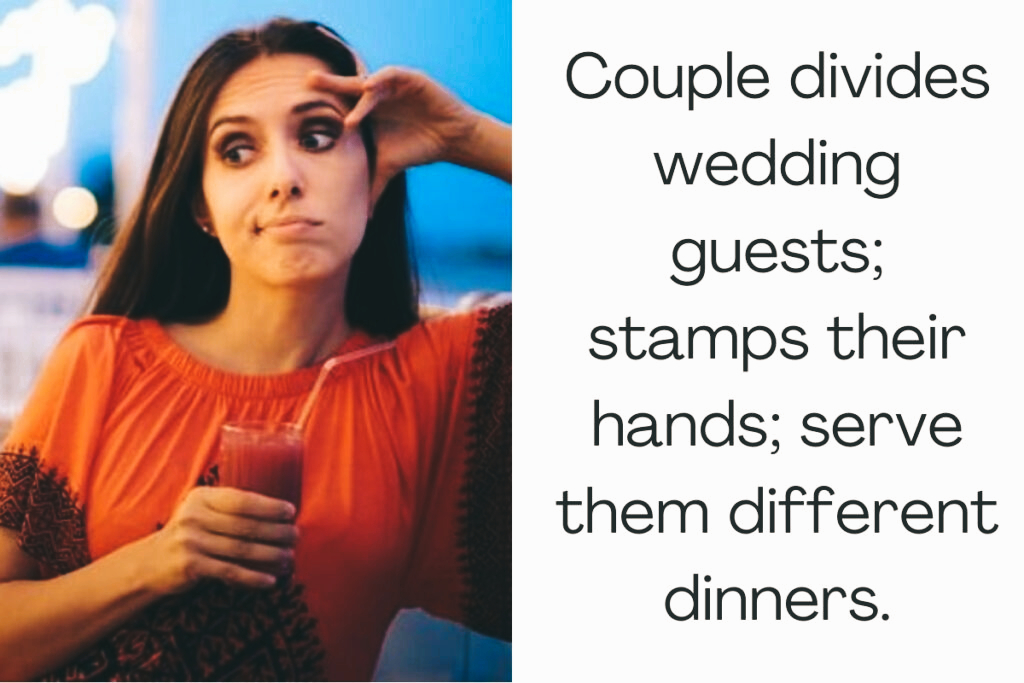 Wedding guests served different meals based on side