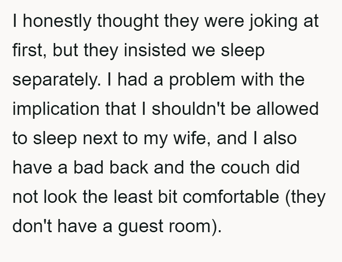 Man Refuses to Sleep on In-Laws' Couch