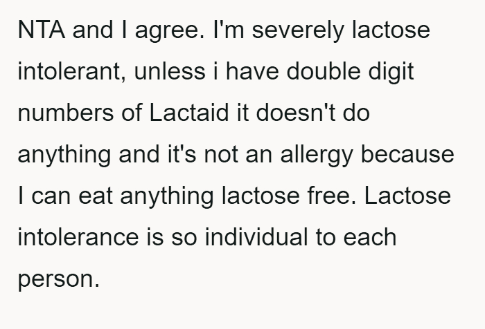 Mother disregards daughter's lactose intolerance, leading to family conflict