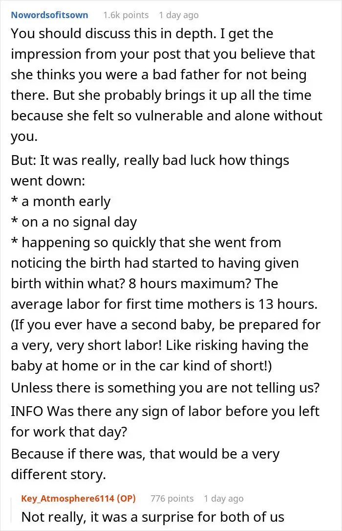 Husband Missed Childbirth, Wife Can't Move On