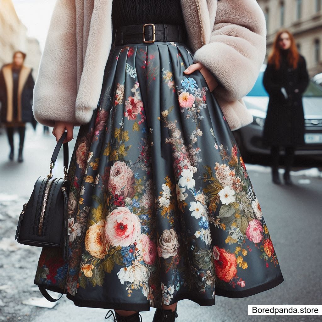 winter outfits with midi skirts